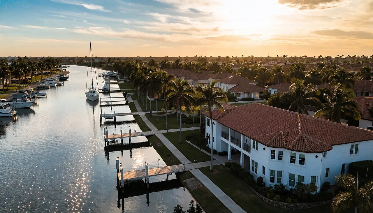 Waterfront Broward County homes at sunrise - the neighbourhoods we roof