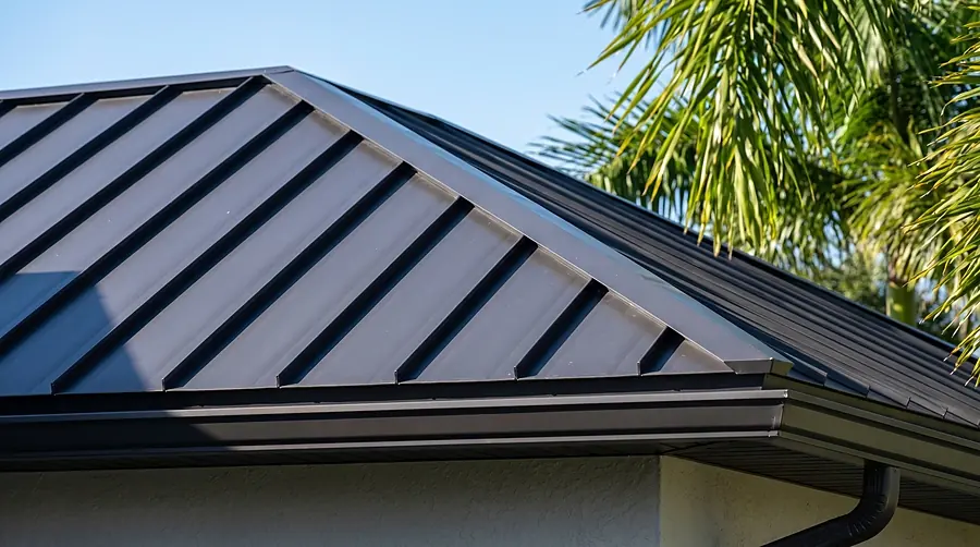 Standing-seam metal roofing on a South Florida home